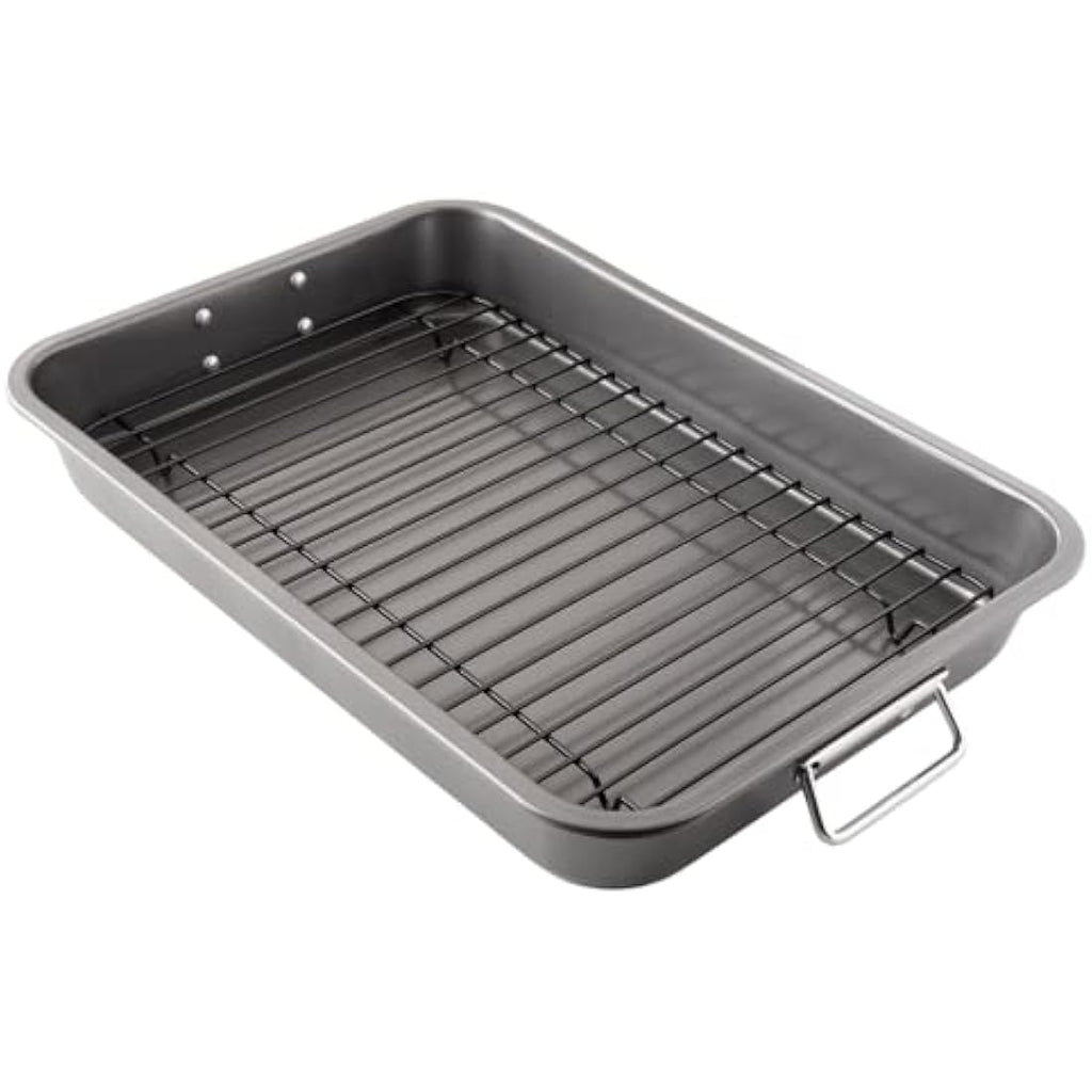 Chef Pomodoro Nonstick Carbon Steel Roasting Pan with Rack, 16 x 11-Inch