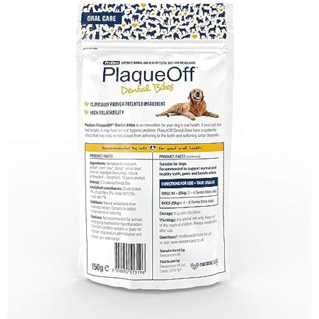 ProDen PlaqueOff Dental Bites for Dogs – Natural Tartar & Plaque Remover 150g