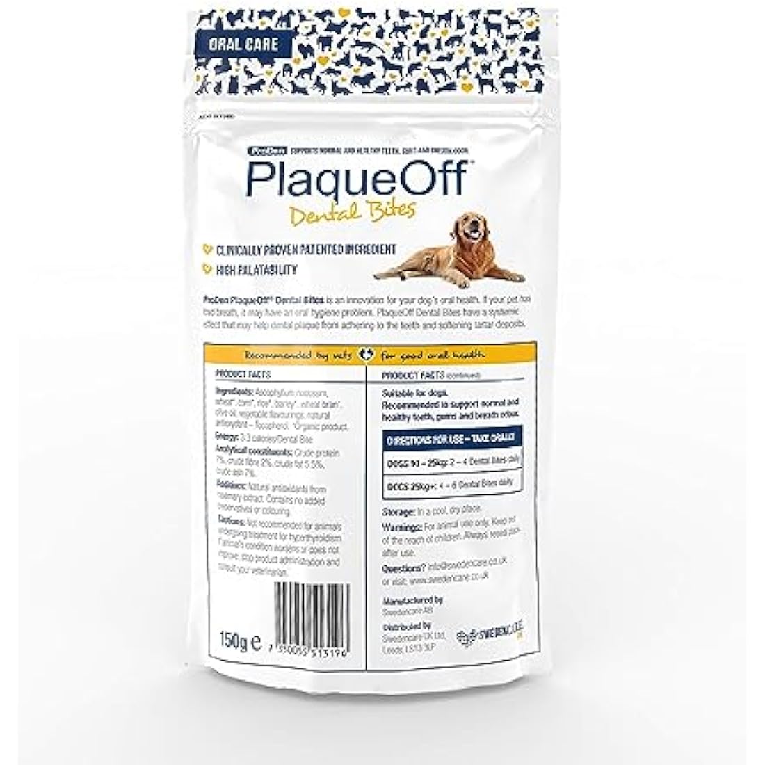 ProDen PlaqueOff Dental Bites for Dogs – Natural Tartar & Plaque Remover 150g