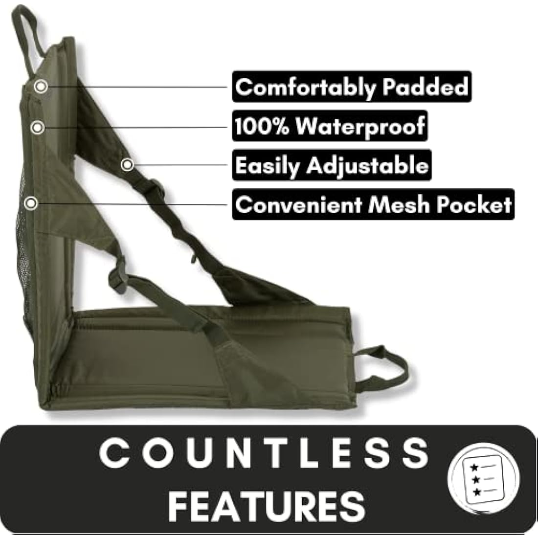 Highlander Outdoor Sit Mat – Portable Folding Stadium Seat with Back Support