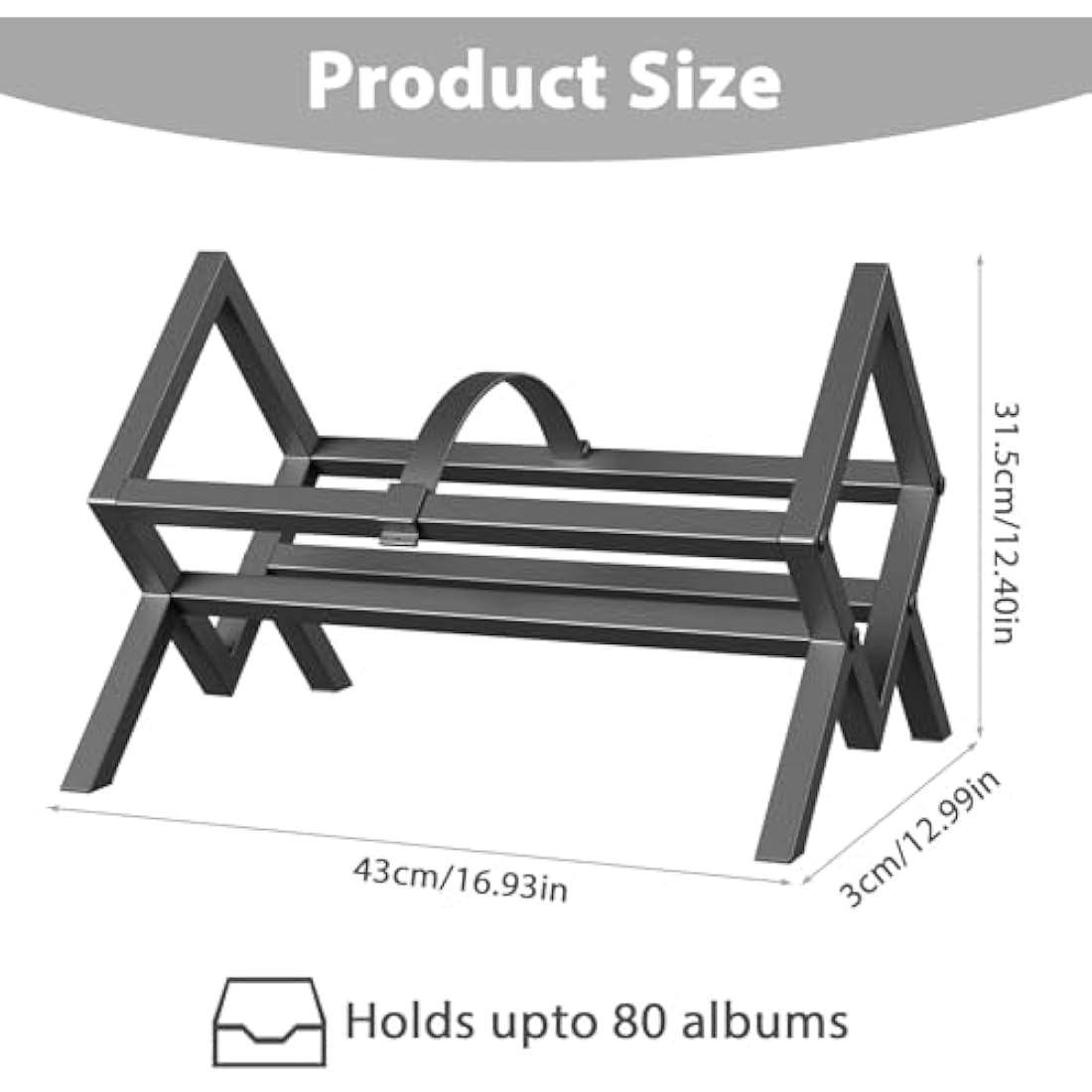 COWISH Vinyl Record Storage Holder – Metal 80-100 LP Album Stand, Black