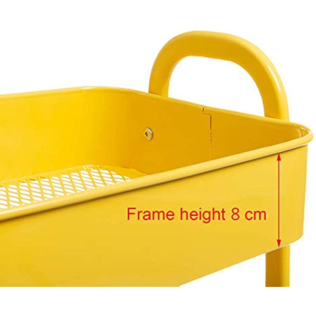 DOEWORKS 3-Tier Metal Rolling Utility Cart – Slim Storage Trolley, Yellow