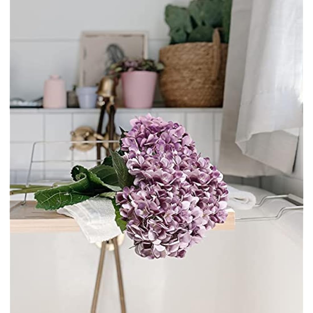 6Pcs Silk Hydrangea Artificial Flowers - Purple Bouquet