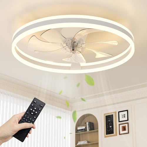 NIORSUN 60cm Smart LED Ceiling Fan with Light | 6-Speed Silent White