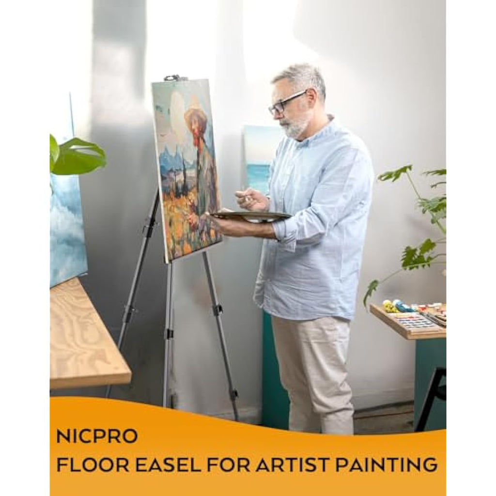 Nicpro 2-Pack Adjustable Aluminum Artist Easel Stand for Floor & Tabletop