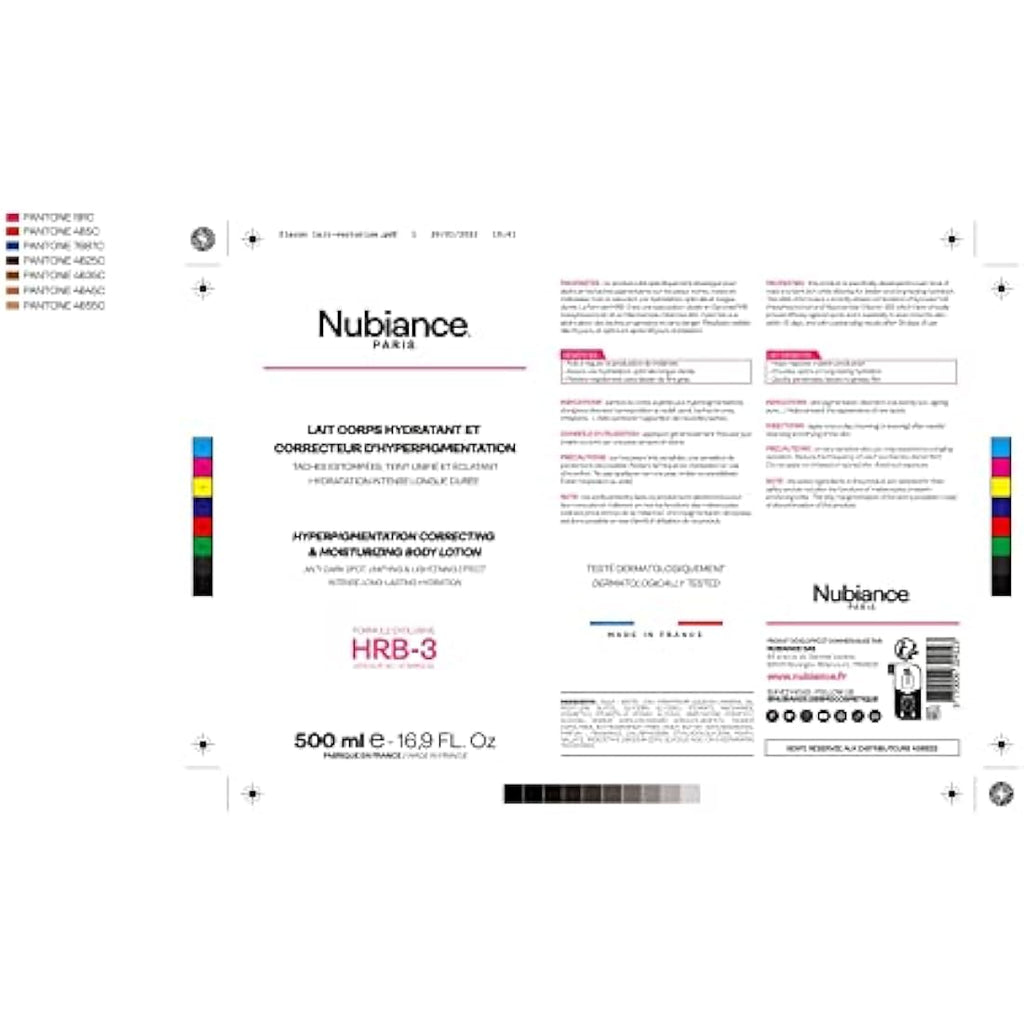 Nubiance Lait Corps HRB-3 Unifiant et Hydratant Anti-Taches - 500ml