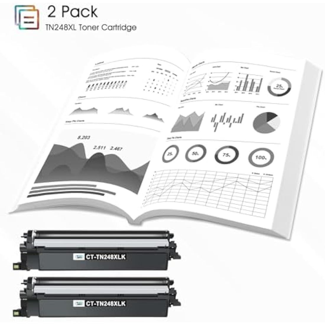 TN248XL Black Toner Cartridges for Brother MFC-L3760CDW | 2 Pack