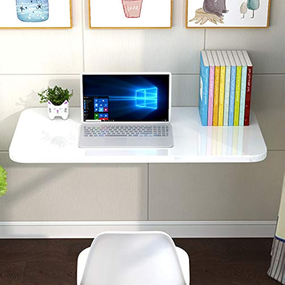 Aleawol Wall Mounted Folding Desk – 60x40cm Space Saving Table, White