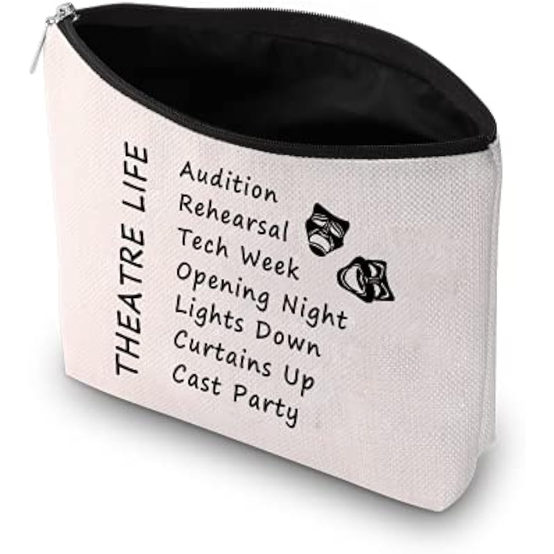 PXTIDY Theatre Life Makeup Bag | Beige Canvas Cosmetic Pouch for Actors