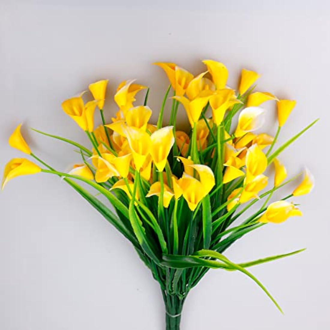 Leixi Artificial Calla Lily Flowers - 12Pcs UV Resistant Faux Plants (Yellow)