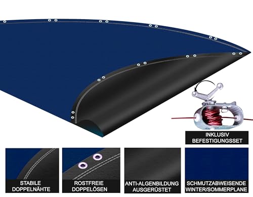 Quick Star Round Winter Pool Cover 460cm - Blue UV Resistant Tarpaulin