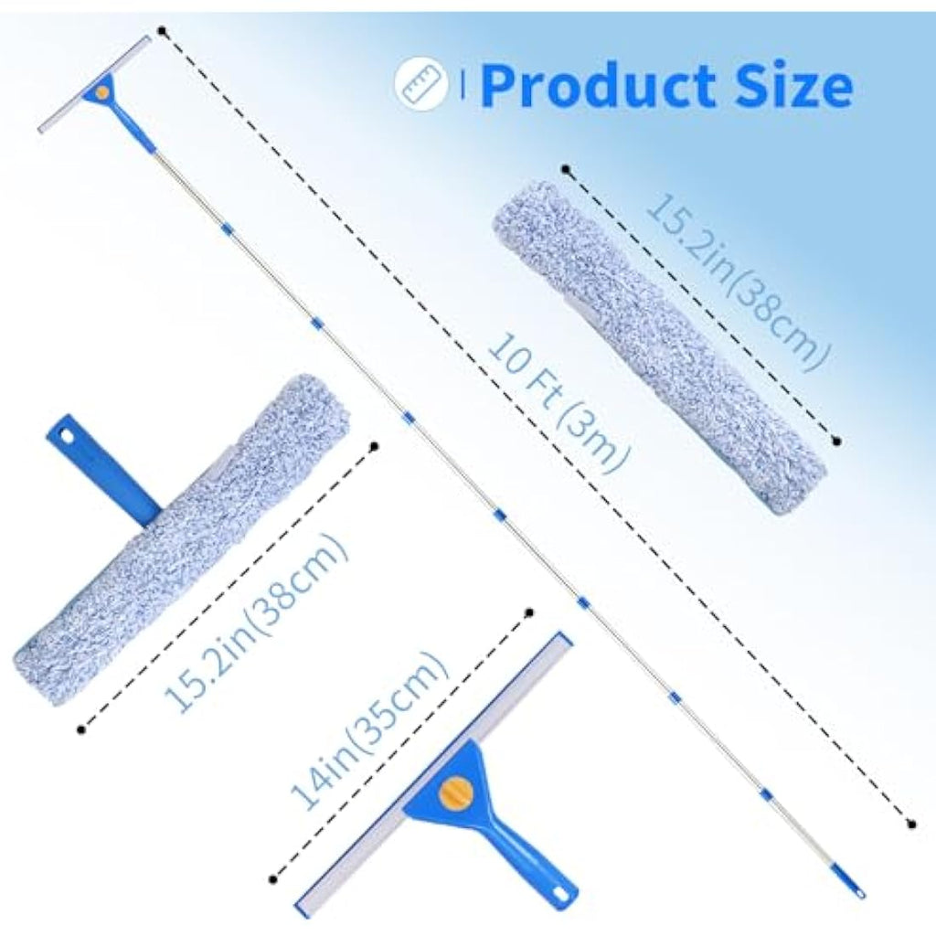 Jolof Store 3m Window Squeegee & Scrubber Kit – Long Handle Glass Cleaner