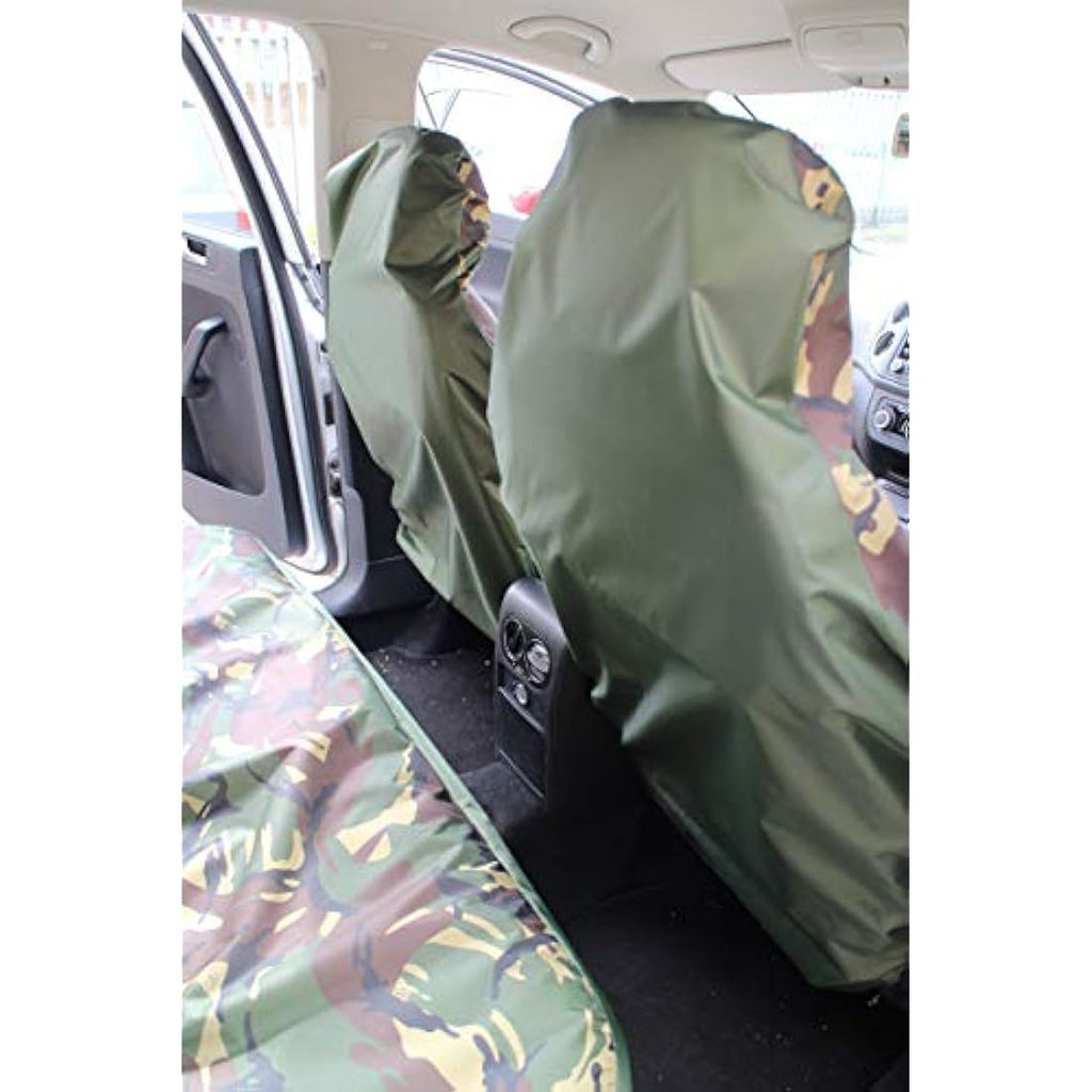 Green Camo Waterproof Car Seat Covers – Full Set Universal Fit