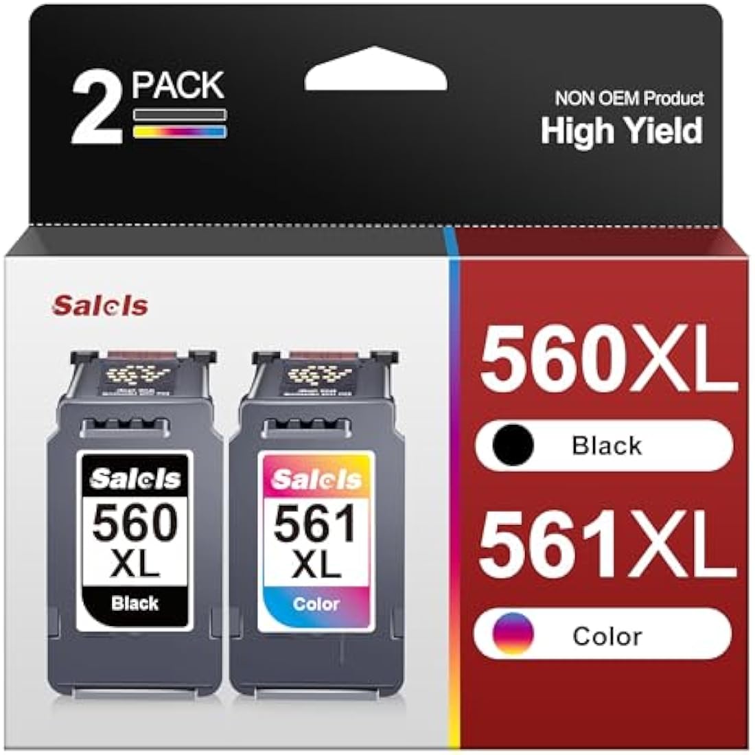 Salols PG-560XL CL-561XL Ink Cartridges for Canon Pixma TS5350 TS7450 (2-Pack)