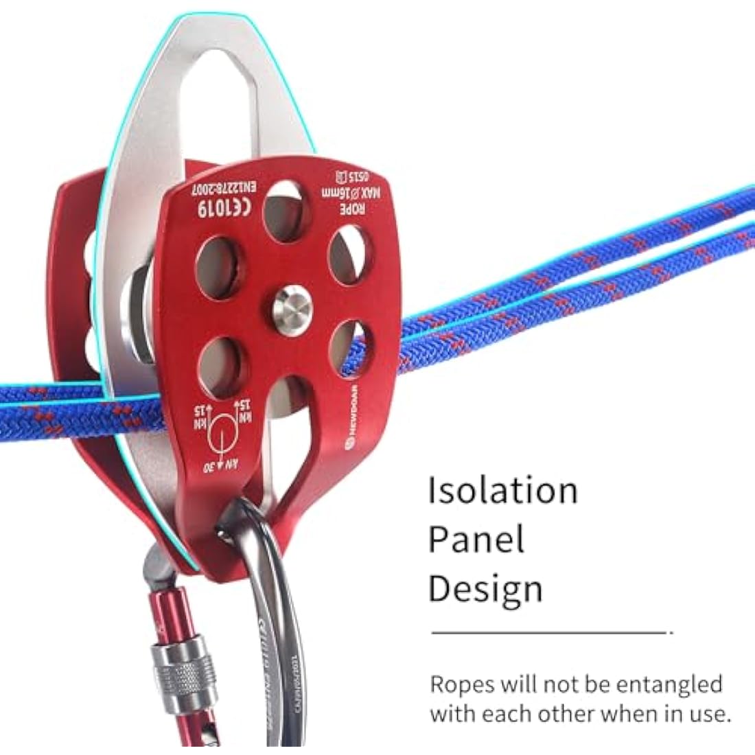 NewDoar 30KN Double Rescue Pulley | Large Sheave for 16mm Rope Hauling