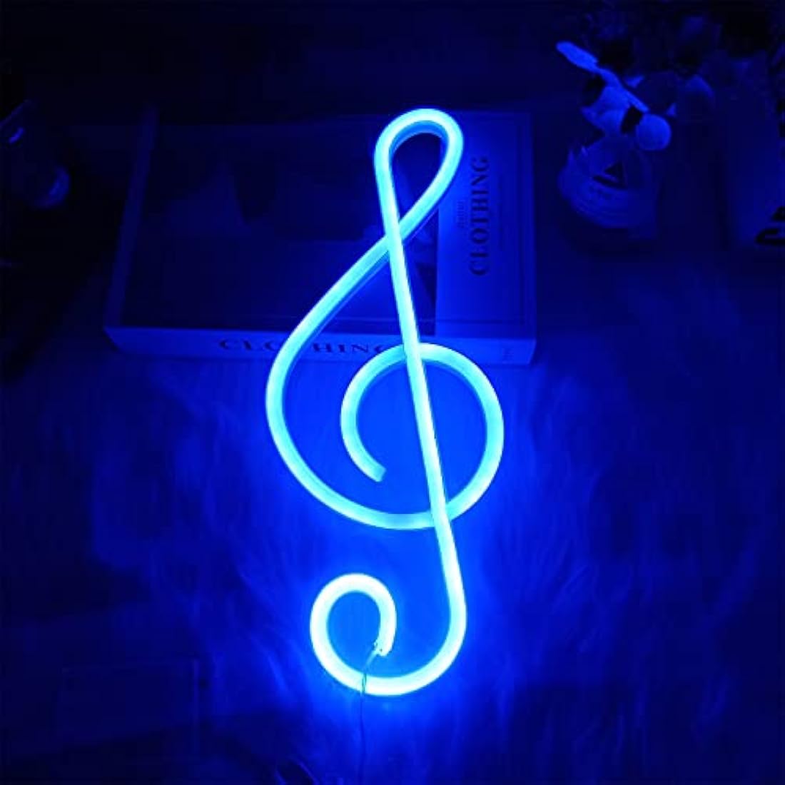 ENUOLI Music Note Neon Sign – Blue LED Wall Decor for Bedroom & Party