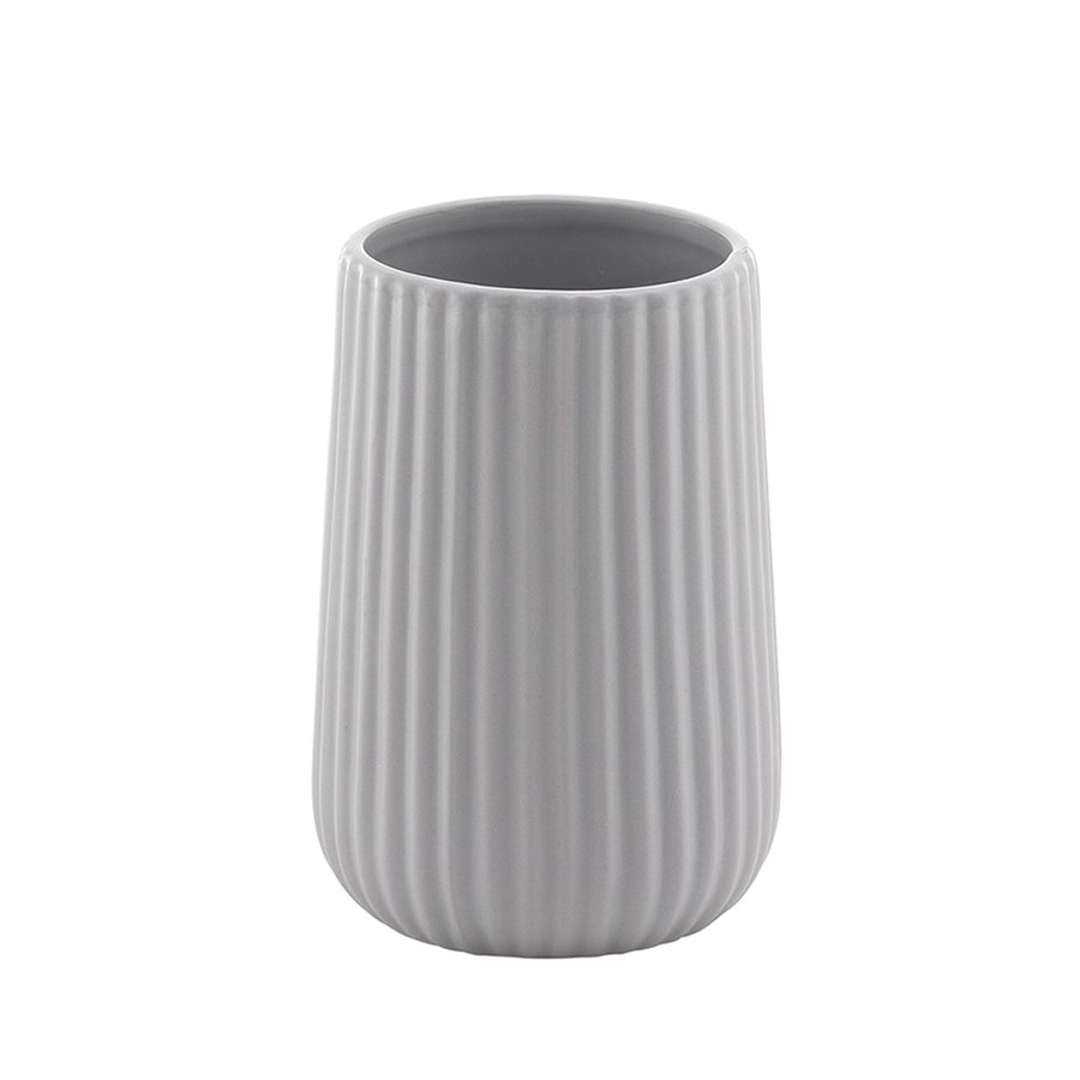 Gedy Ceramic Toothbrush Holder – Modern Gray Bathroom Organizer