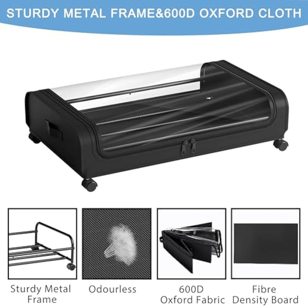 Under Bed Storage with Wheels – 48L Metal Frame 2-Pack