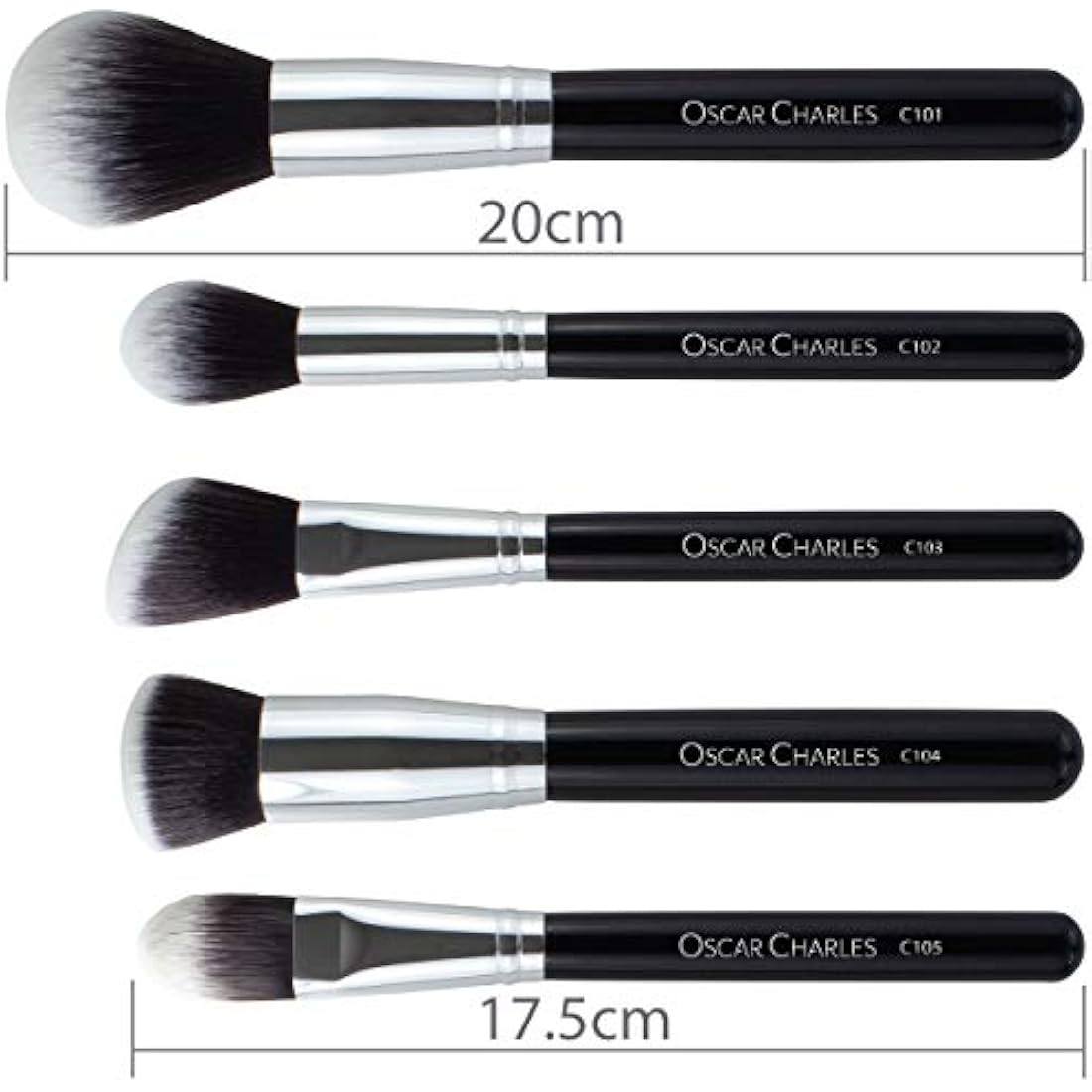 Oscar Charles 12-Piece Professional Makeup Brush Set - Silver Vegan