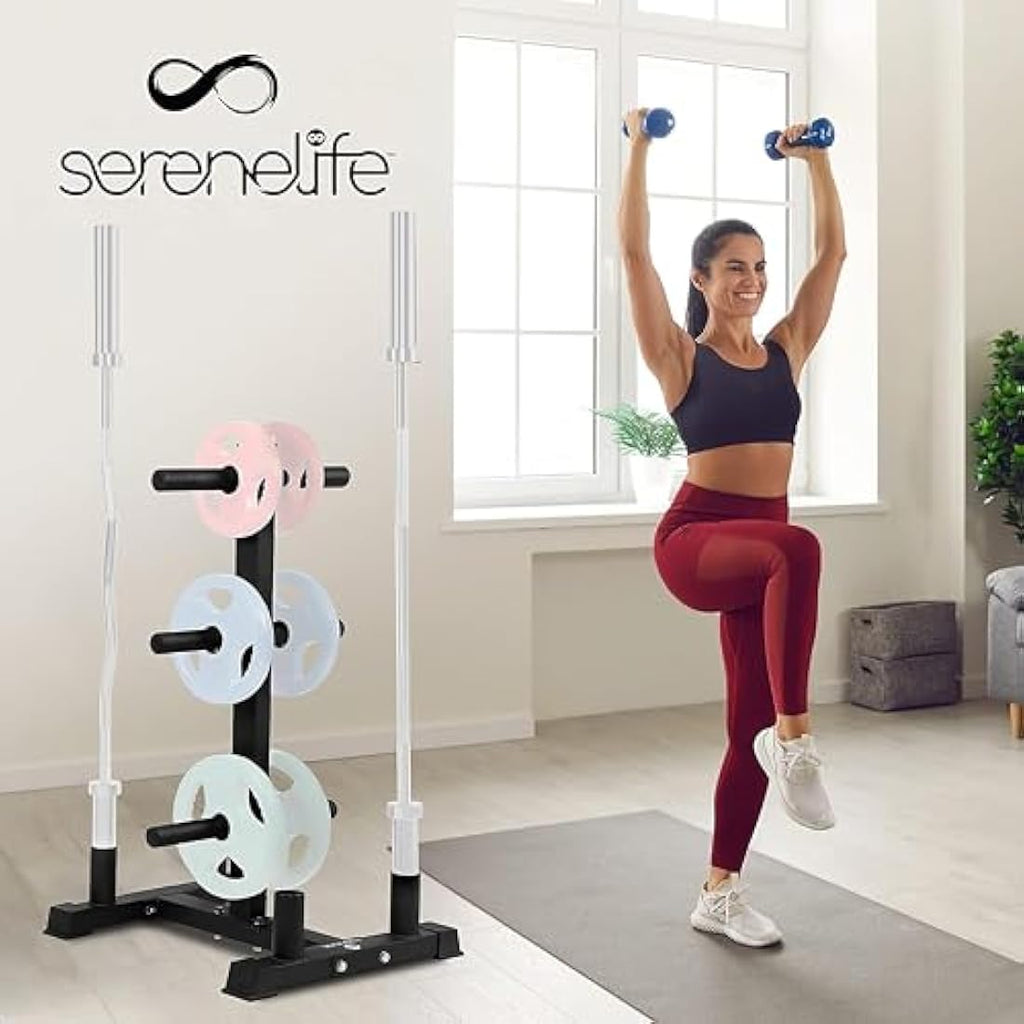 SereneLife Olympic Weight Plate Rack – 800lb Capacity Steel Gym Organizer