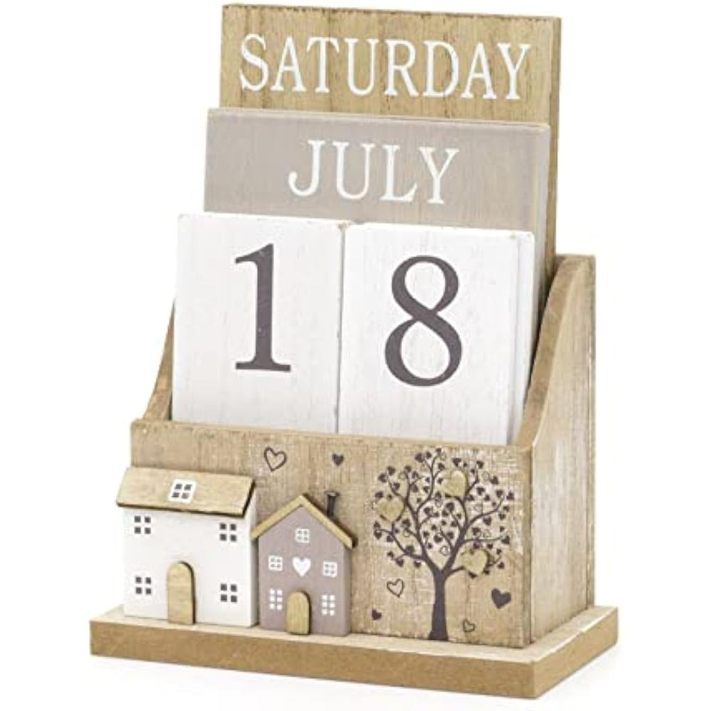 Shabby Chic Wooden Perpetual Calendar | Desktop Flip Calendar