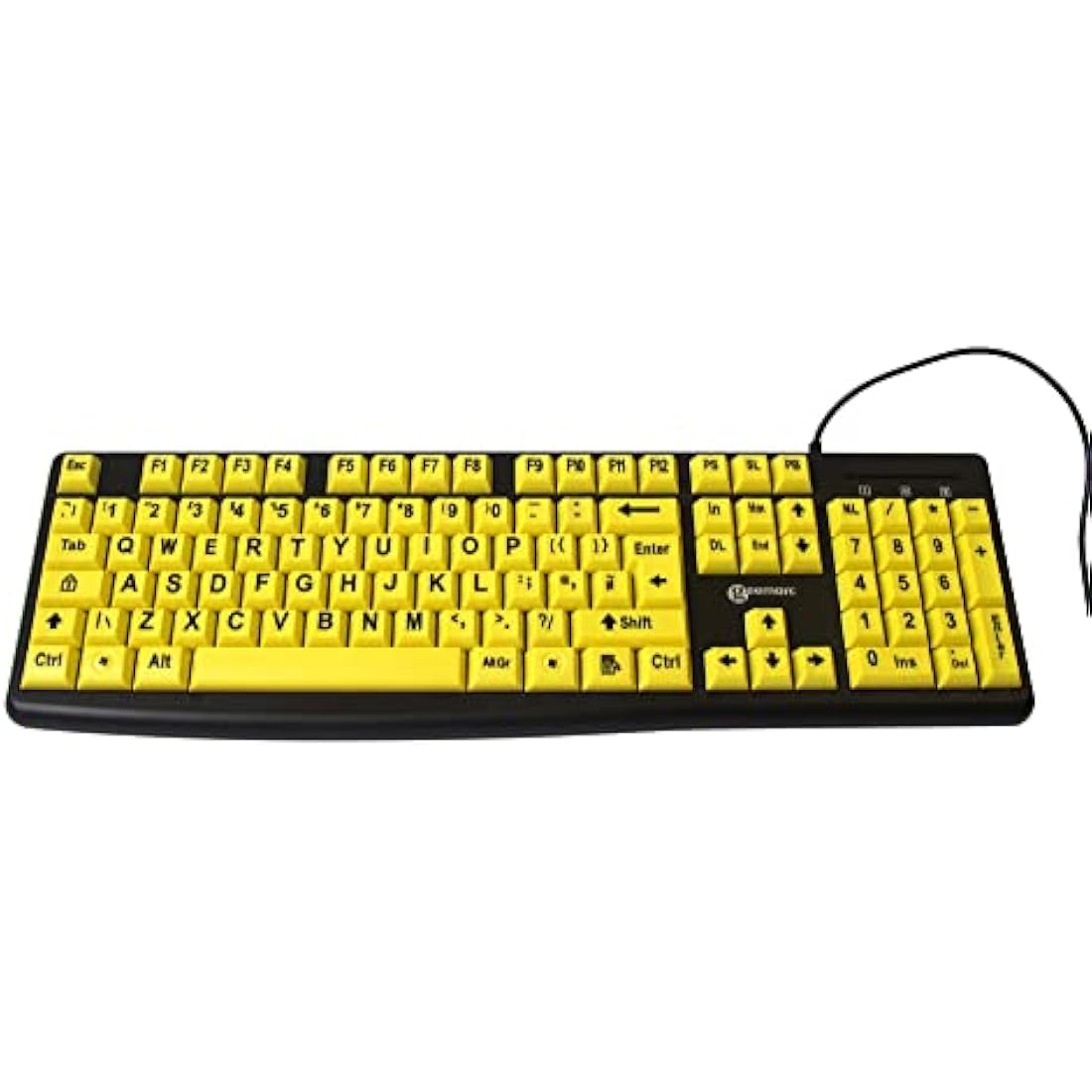 Geemarc High Contrast Large Print Keyboard – Yellow Keys for Low Vision