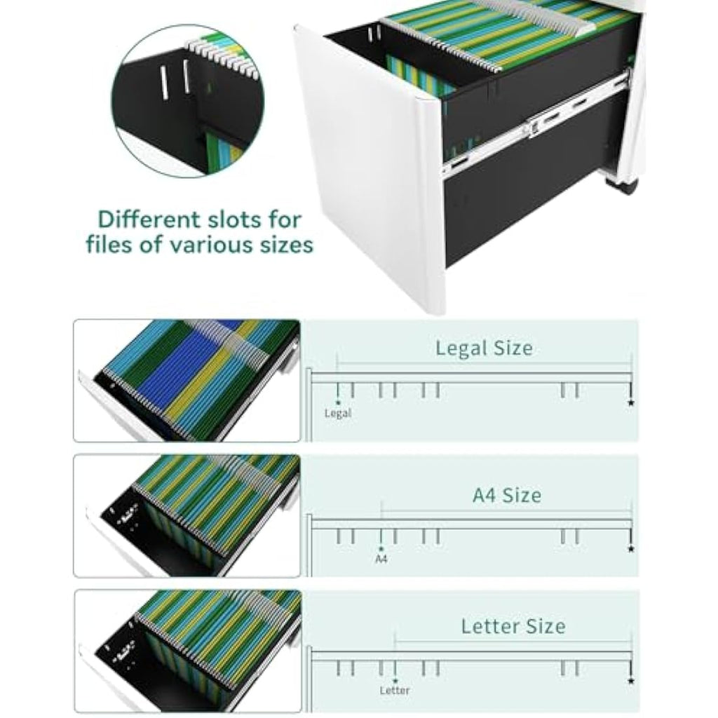 YITAHOME 3-Drawer Mobile Filing Cabinet | Lockable Steel Office Pedestal