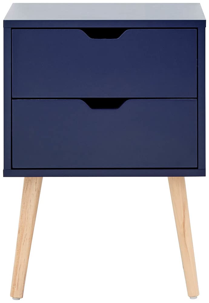 GFW Nyborg 2 Drawer Bedside Cabinet – Scandi Nightstand in Blue