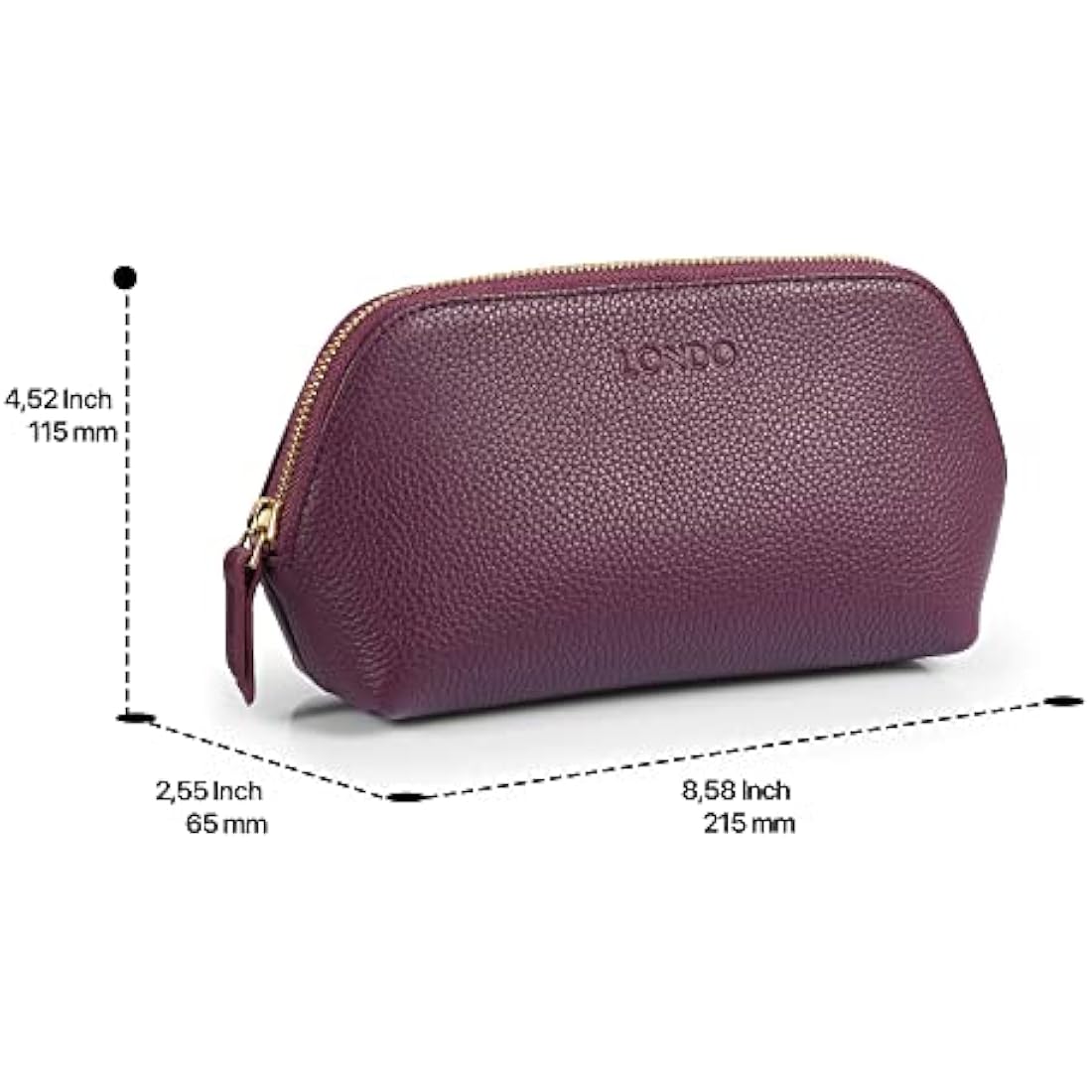 Londo Genuine Leather Makeup Bag | Travel Toiletry Pouch & Clutch - Purple