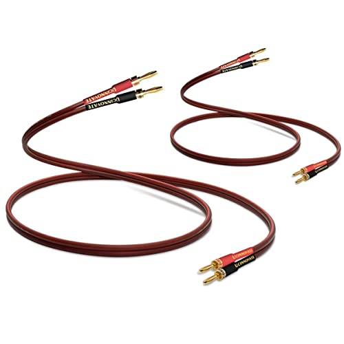 WOWLED 14 AWG Pure Copper Speaker Cable with Banana Plugs, 2 Pack | 13.12FT