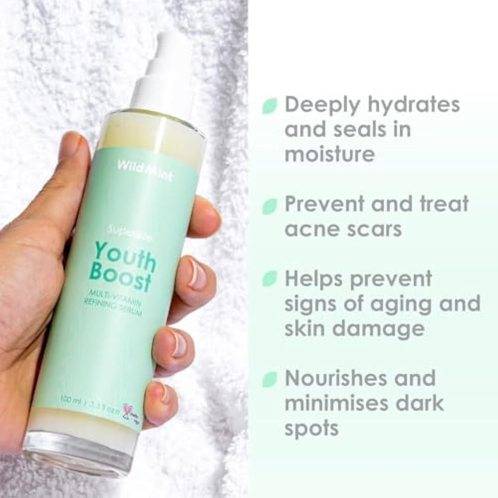 WildMint Youth Boost Face Serum | Hyaluronic Acid & Vitamin C | 100ml