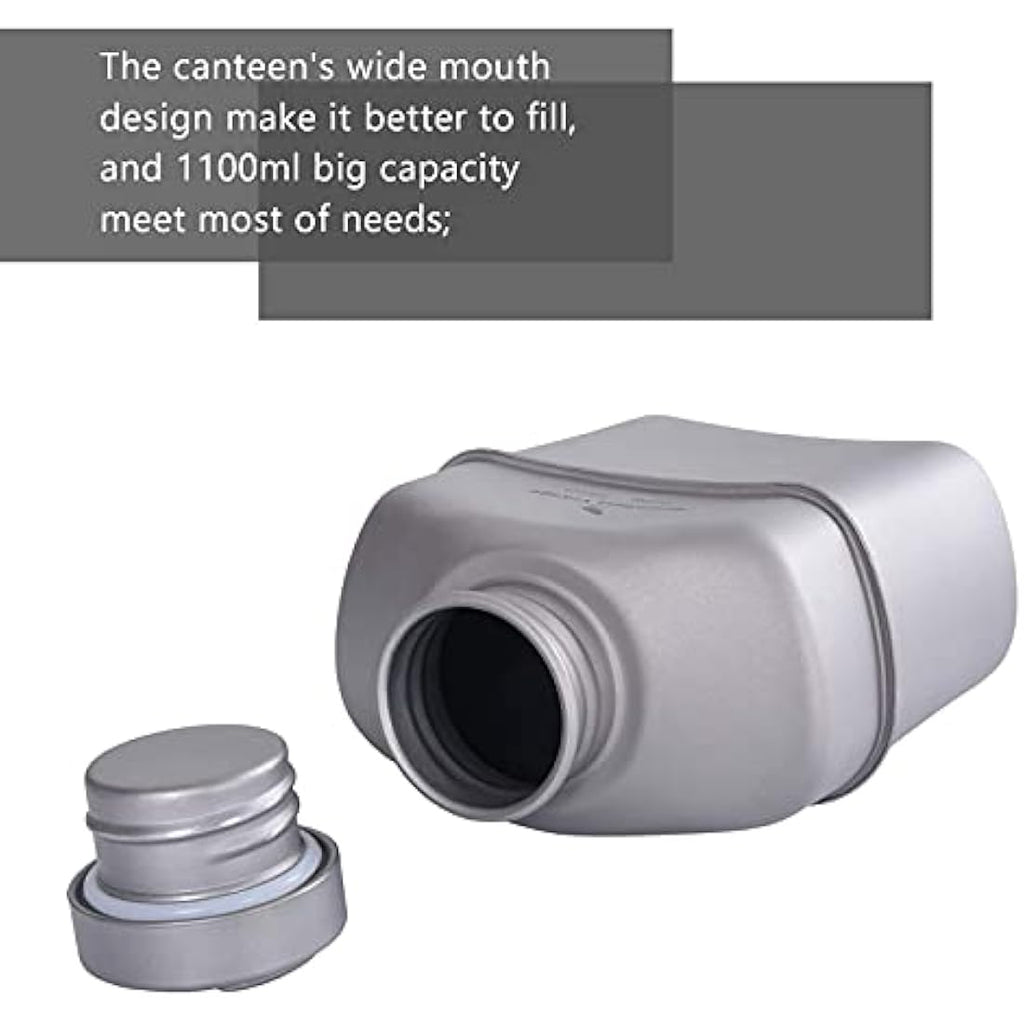 iBasingo Titanium Military Canteen Mess Kit – 1100ml Ultralight Cookware