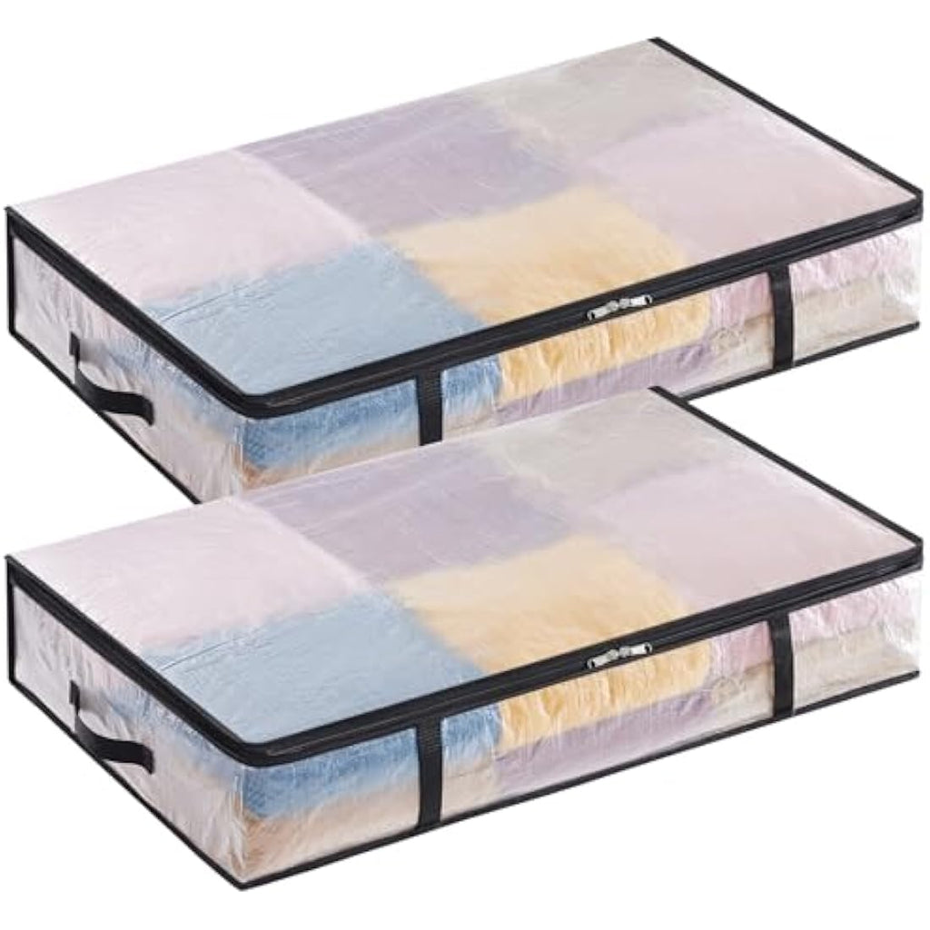 Lifewit 2-Pack Under Bed Storage Bags - 60L Large Clear Organizers