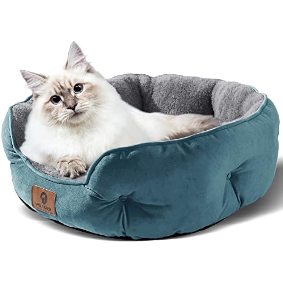 Jolof Store Calming Dog Bed – Round Sherpa Pet Bed, Teal, 25 Inch
