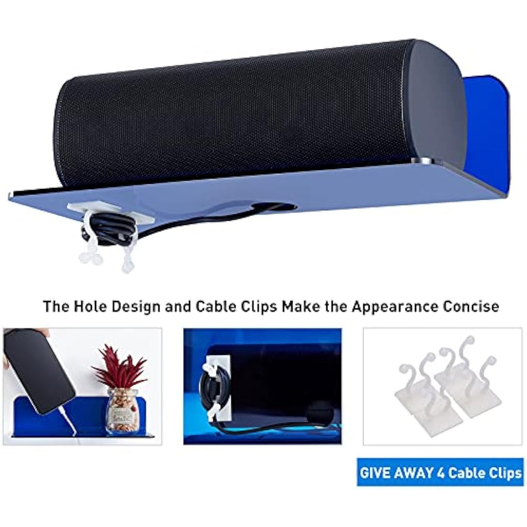 OAPRIRE Acrylic Floating Wall Shelves – No-Drill Small Shelf Set, Blue