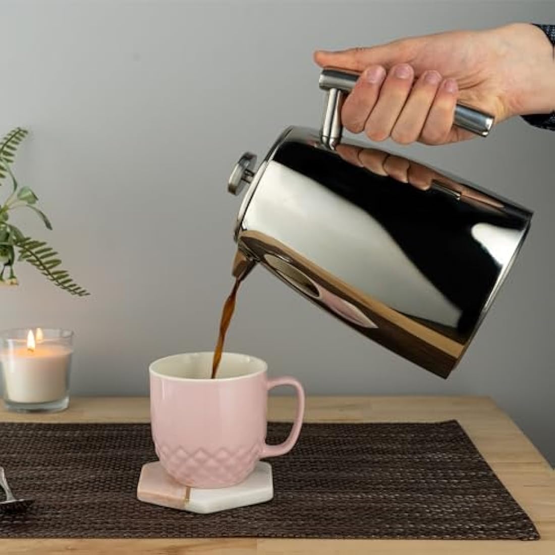 Café Stal Belmont Double Walled French Press - 16 Cup Stainless Steel
