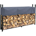 Metal Firewood Rack with Weather Cover - Anthracite 200cm