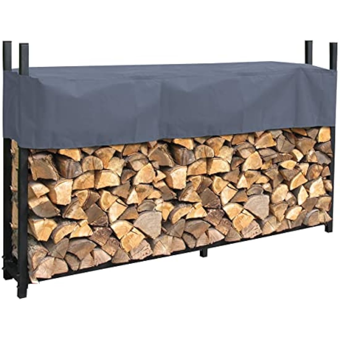 Metal Firewood Rack with Weather Cover - Anthracite 200cm