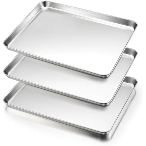 HaWare Stainless Steel Baking Tray Set | 3-Piece Large Cookie Sheets
