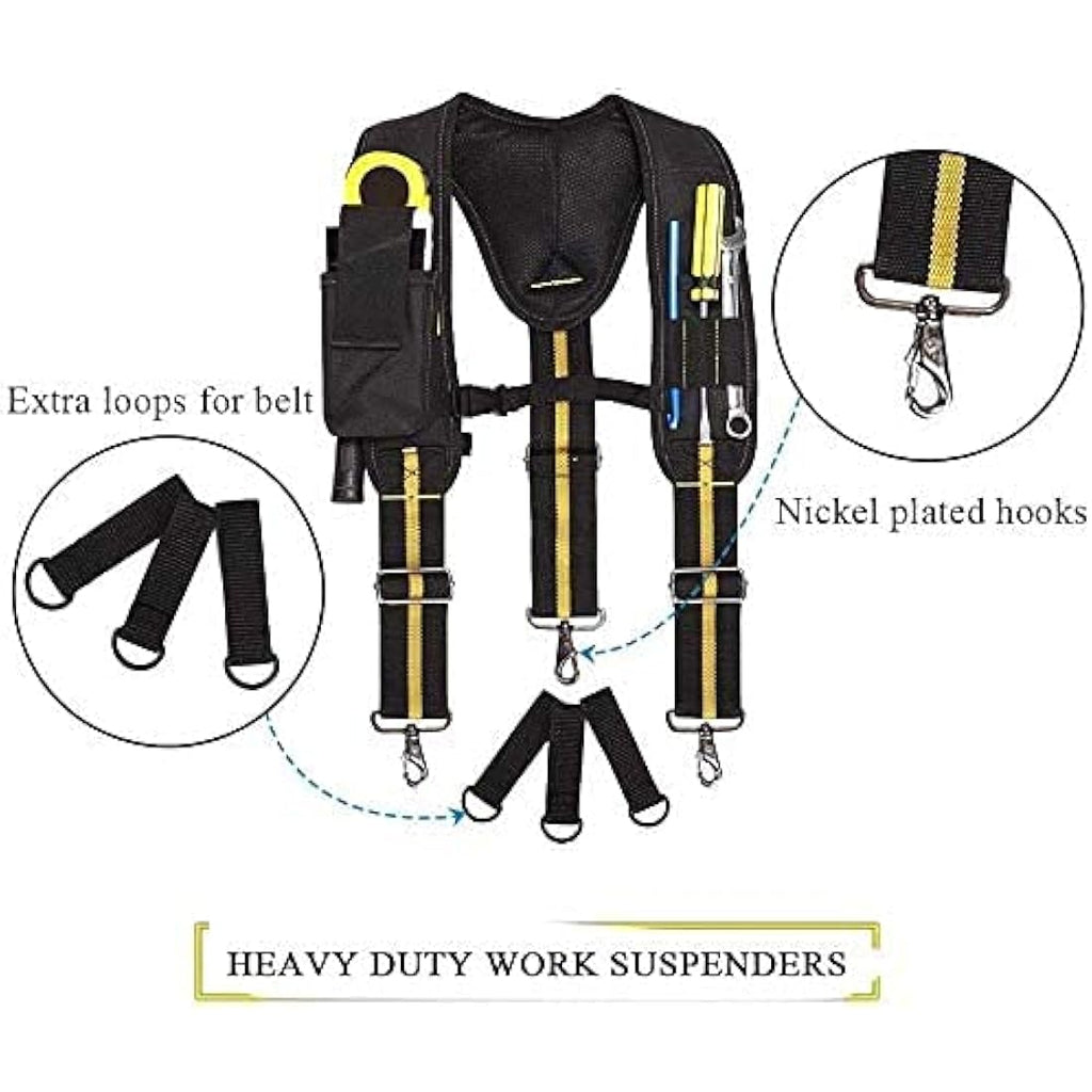 TUYU Heavy Duty Tool Belt Suspenders | Padded 1680D Nylon Work Rig