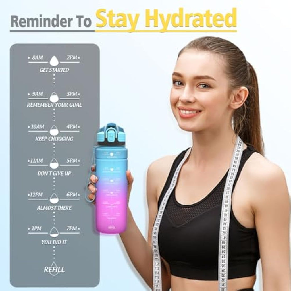 Niggeey Motivational Water Bottle | Leak Proof BPA Free Tritan – 1L