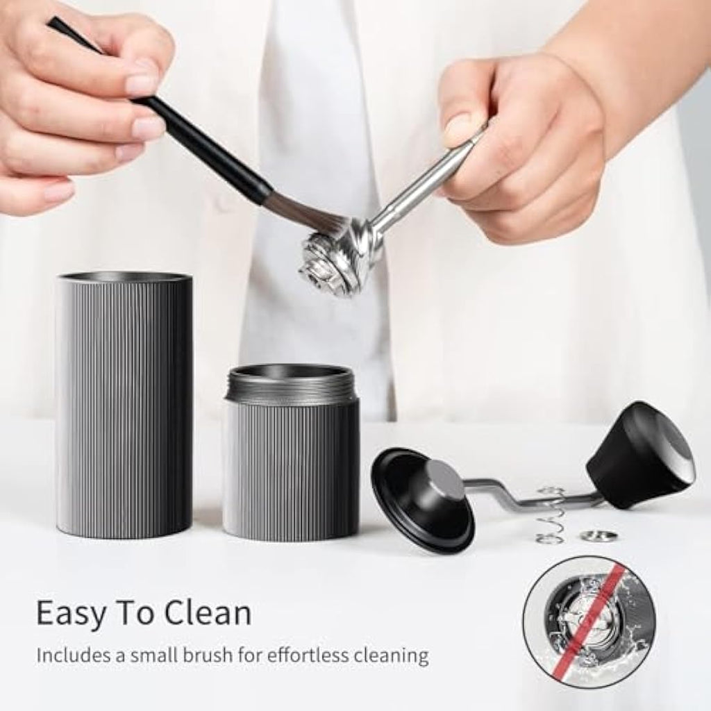 ELMWAY Manual Coffee Grinder – Stainless Steel Burr & Aluminium Body