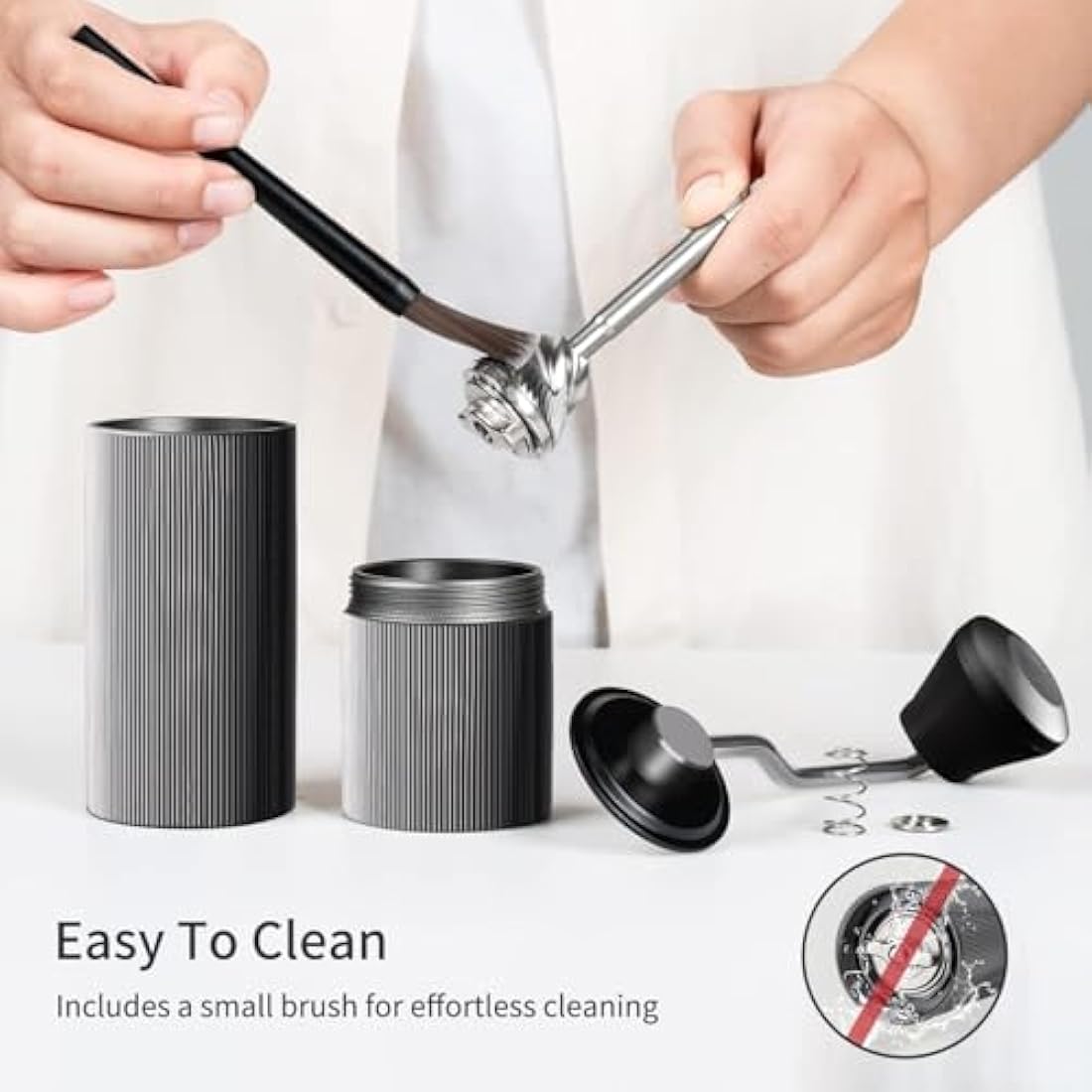 ELMWAY Manual Coffee Grinder – Stainless Steel Burr & Aluminium Body