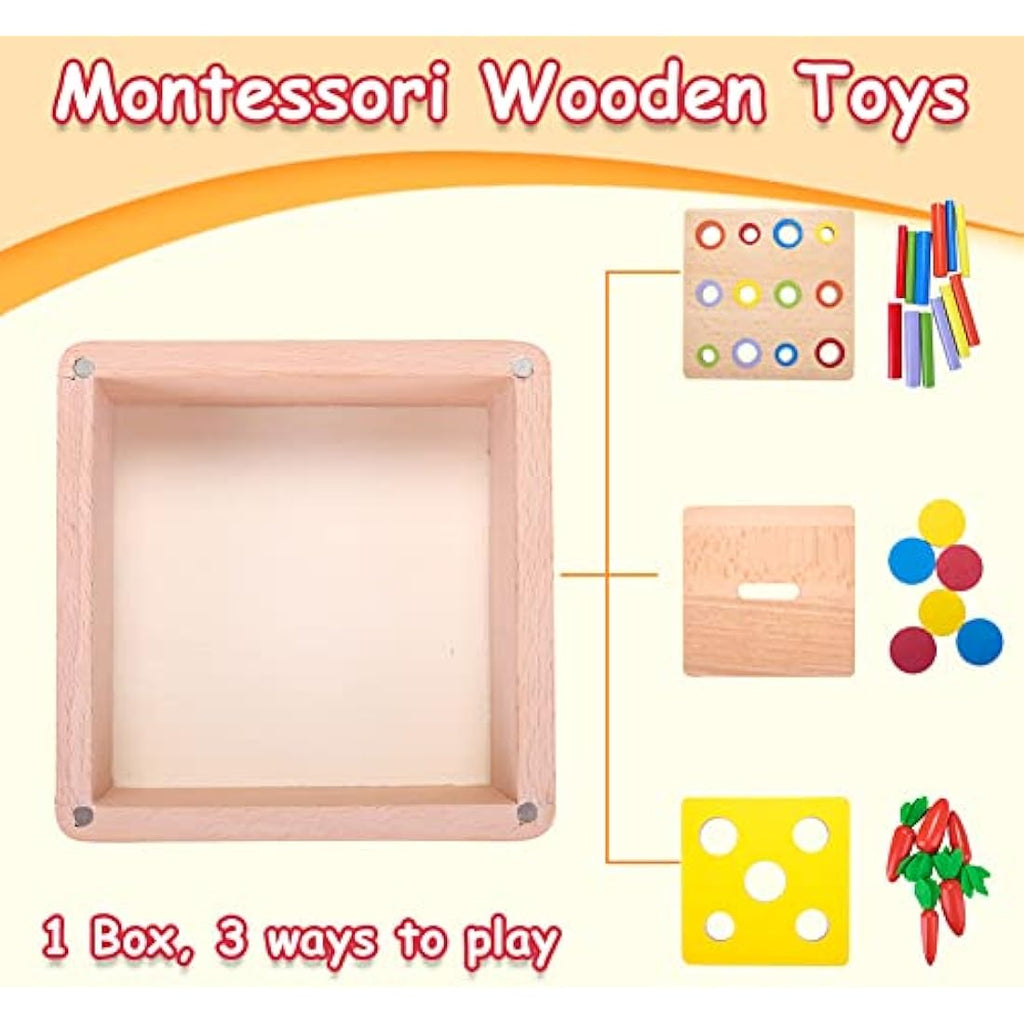 4-in-1 Wooden Montessori Activity Cube – Baby Sensory Toy