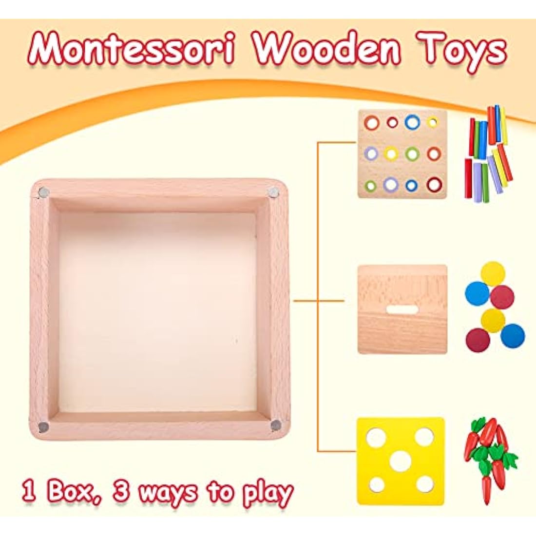 4-in-1 Wooden Montessori Activity Cube – Baby Sensory Toy