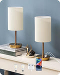 EDISHINE Touch Table Lamps Set of 2 | Gold Dimmable USB Bedside Lamps