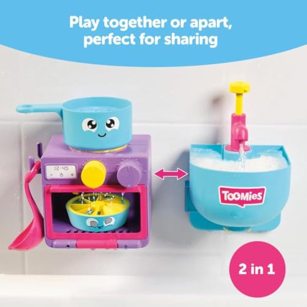 Toomies Bubble & Bake Bathtime Kitchen | 2-in-1 Bubble Maker Bath Toy