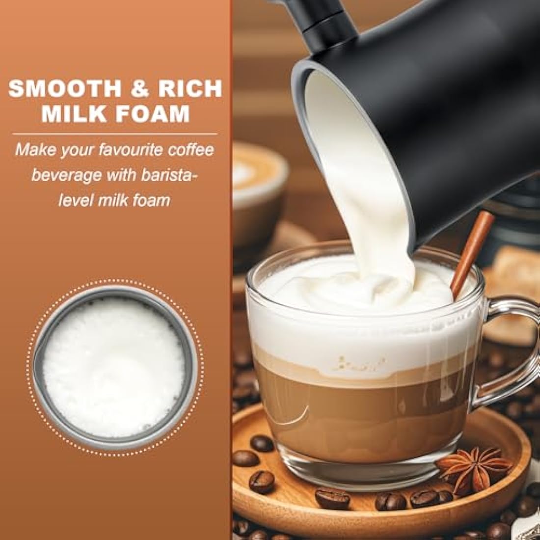 Qeelin 4-in-1 Electric Milk Frother | 350ml Stainless Steel Steamer