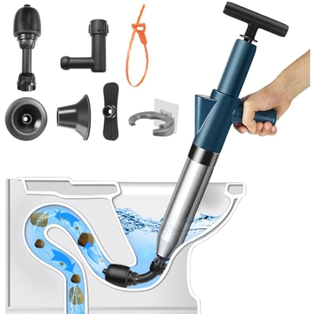 High Pressure Toilet Plunger Set – Heavy Duty Drain Unblocker