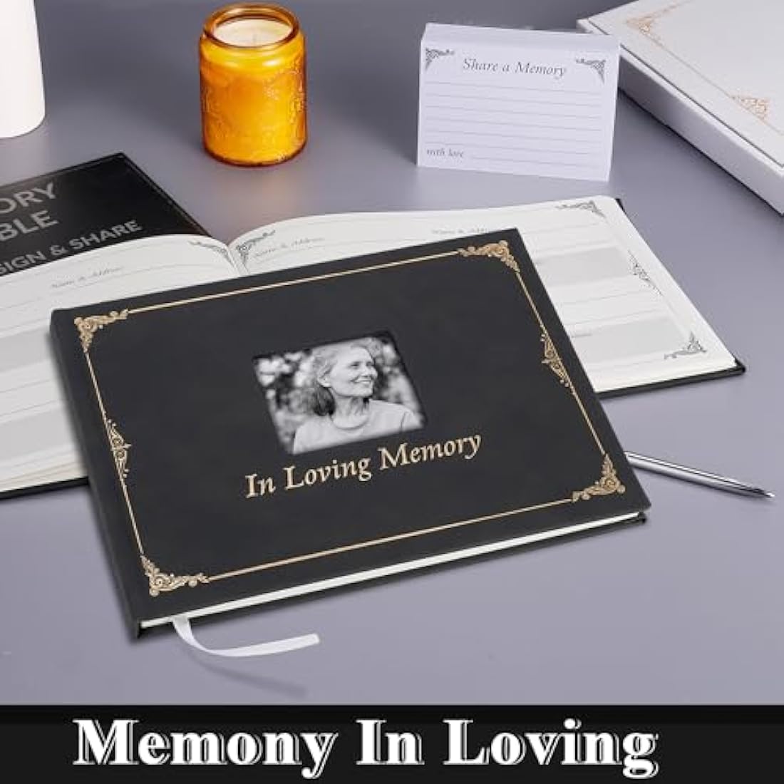 Jolof Store Funeral Guest Book – Leather Memorial Memory Book with Pen